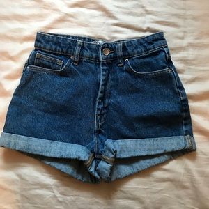 High rise denim short